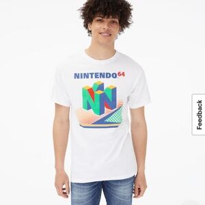 Nintendo White Short-Sleeve Tee with Multicolor Nintendo 64 Logo Size XXL